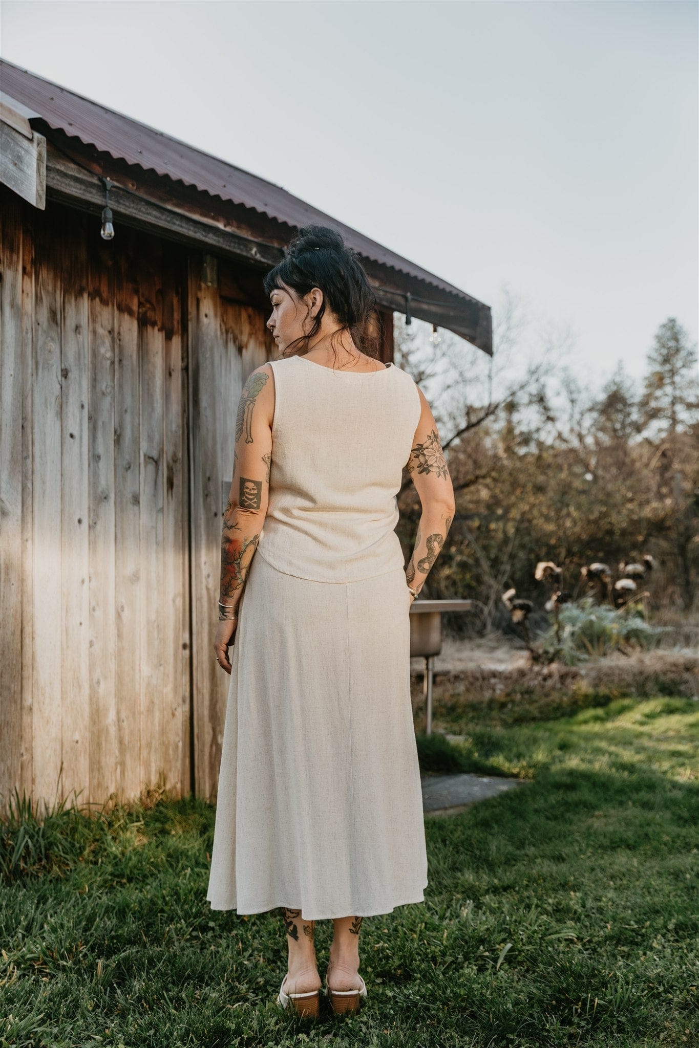 Field Day Skirt Trices Skirt in Textured Oat Irish Linen