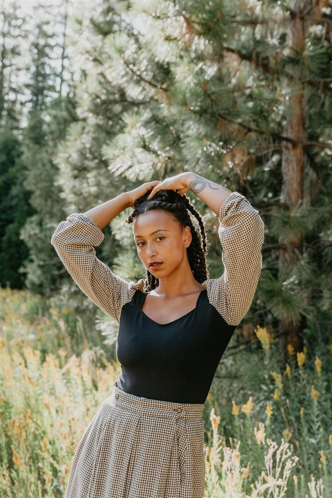 Field Day Top Elizabeth Top in Black on Gingham Cotton