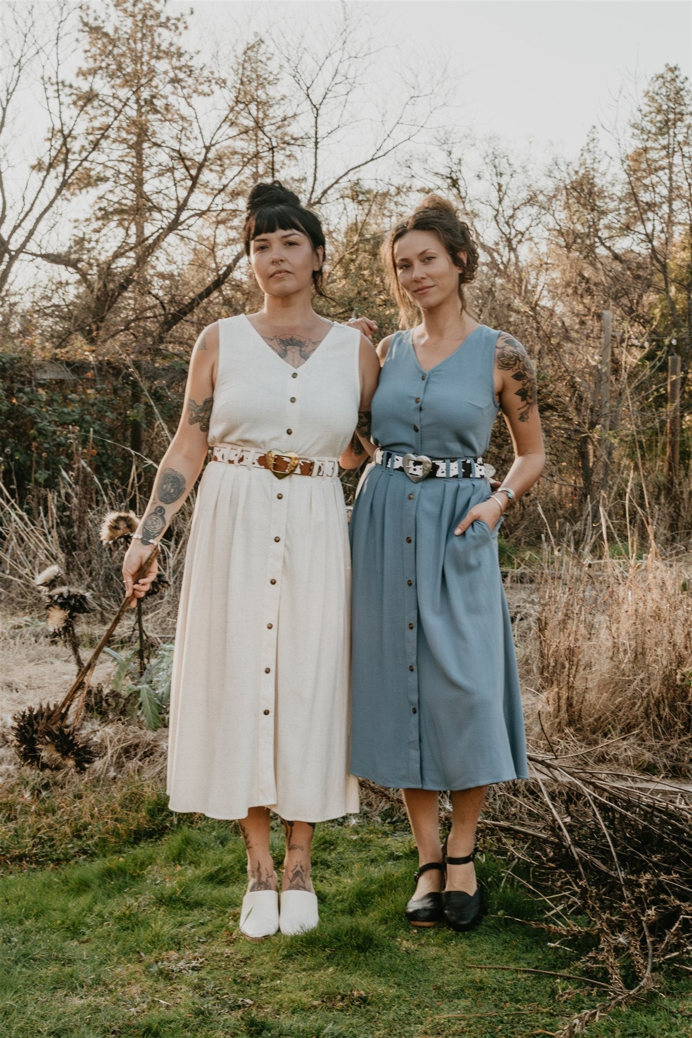 Trices Skirt in Textured Blue Irish Linen