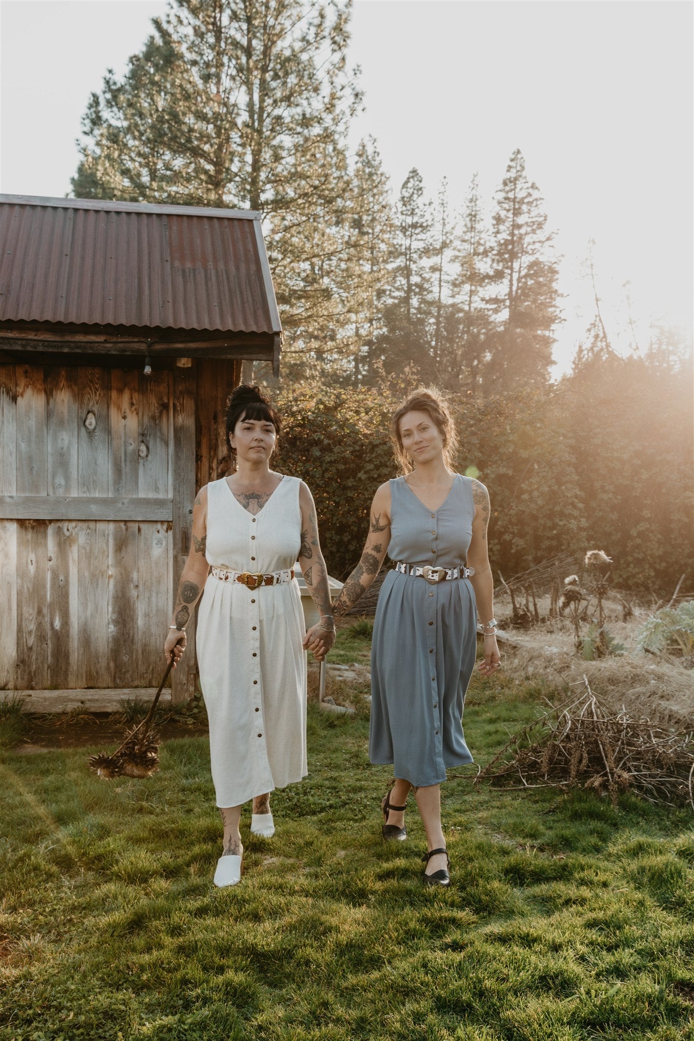 Trices Skirt in Textured Blue Irish Linen