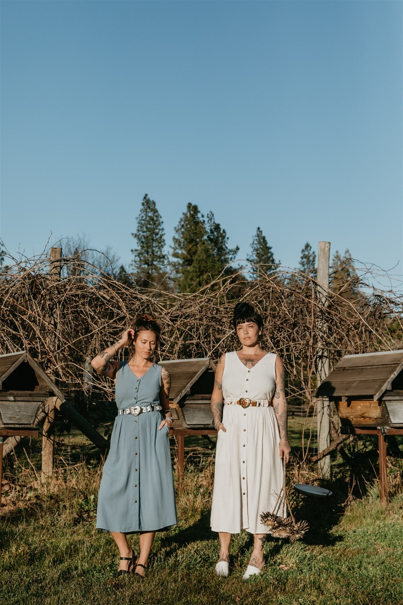 Trices Skirt in Textured Blue Irish Linen
