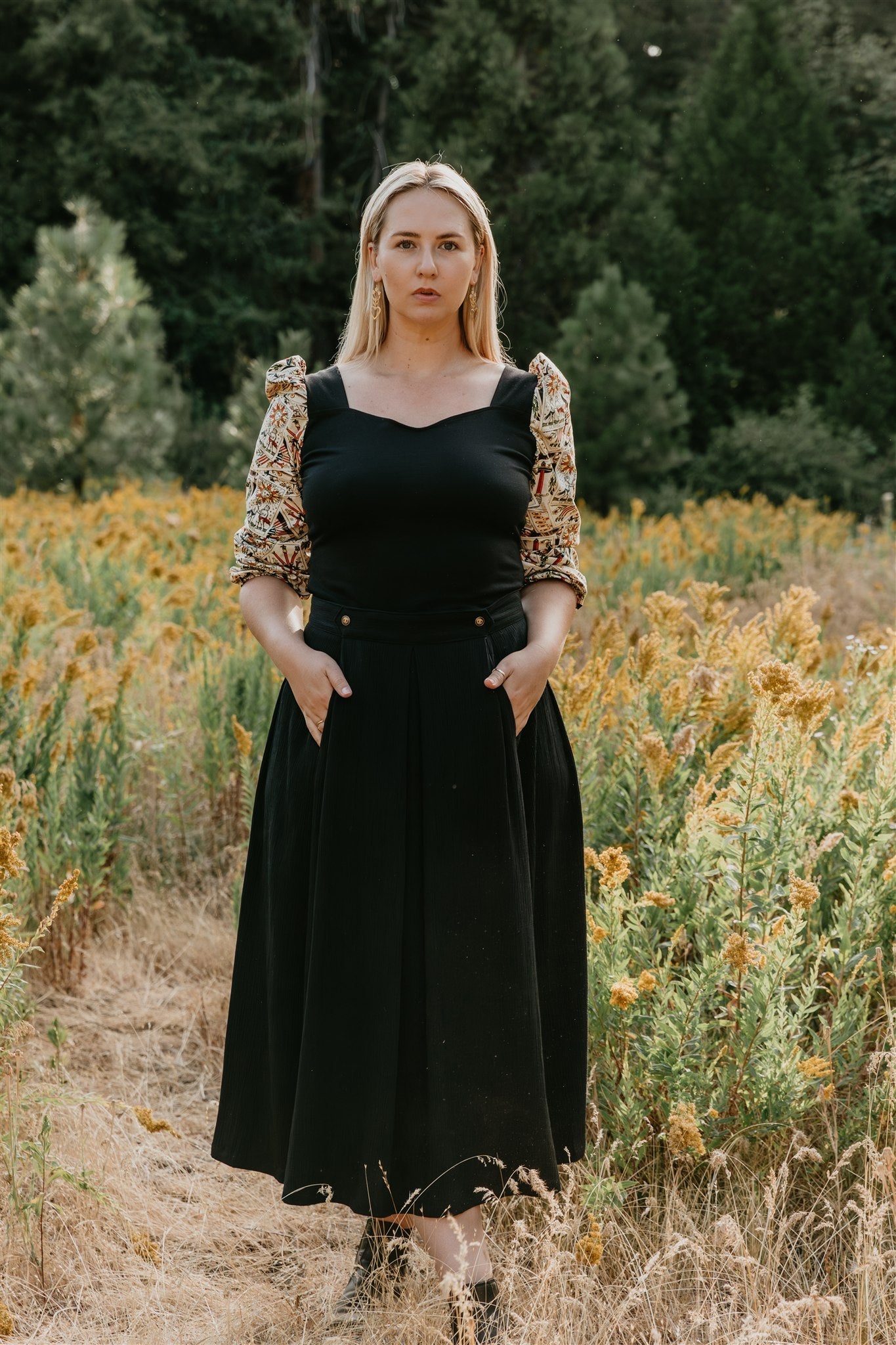Rue Skirt in Black Crepe