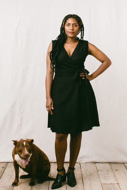 Field Day Dress Thea Dress in Black Linen