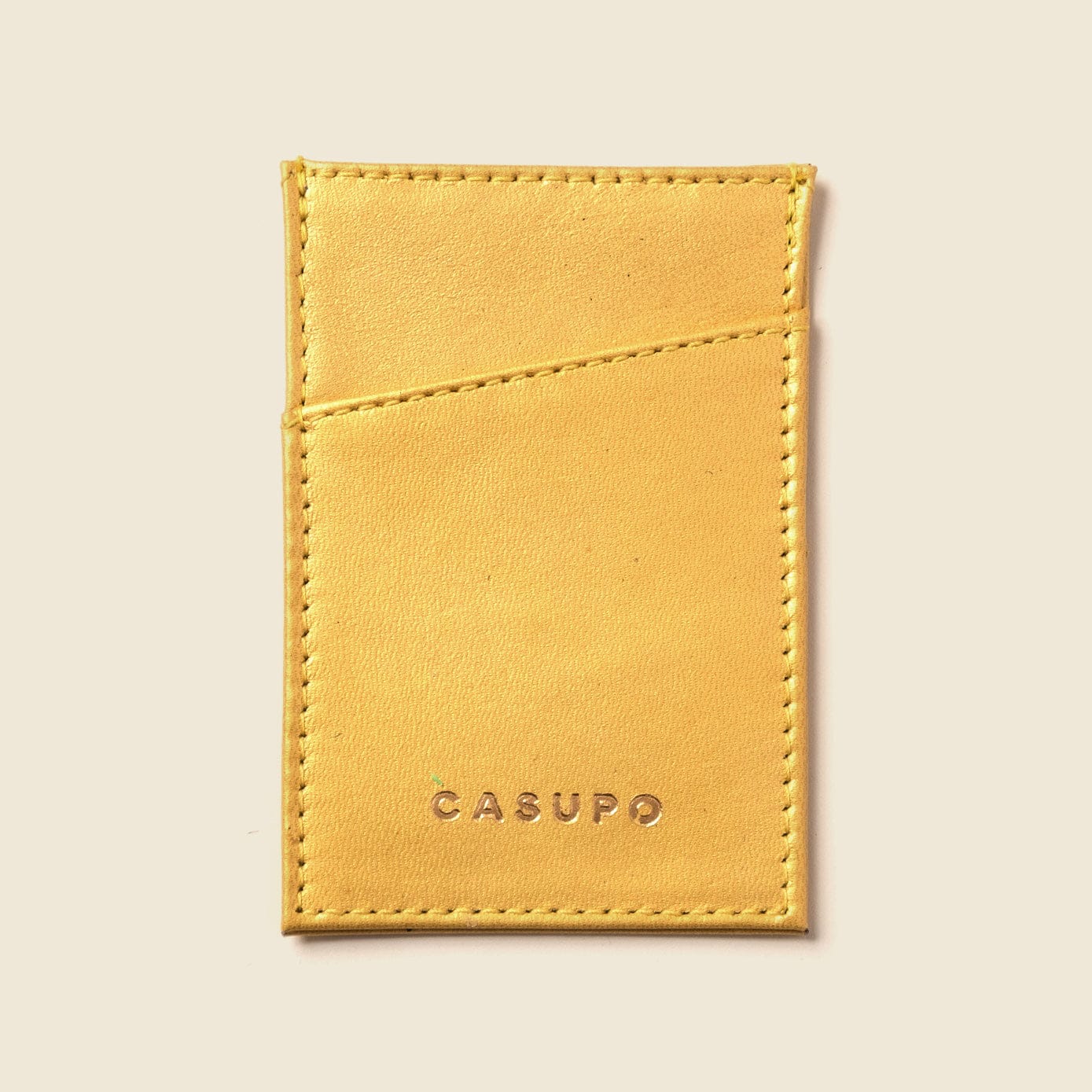 CASUPO Slim Card Holder Minimalist Wallet With RFID Protection - Metallic Yellow