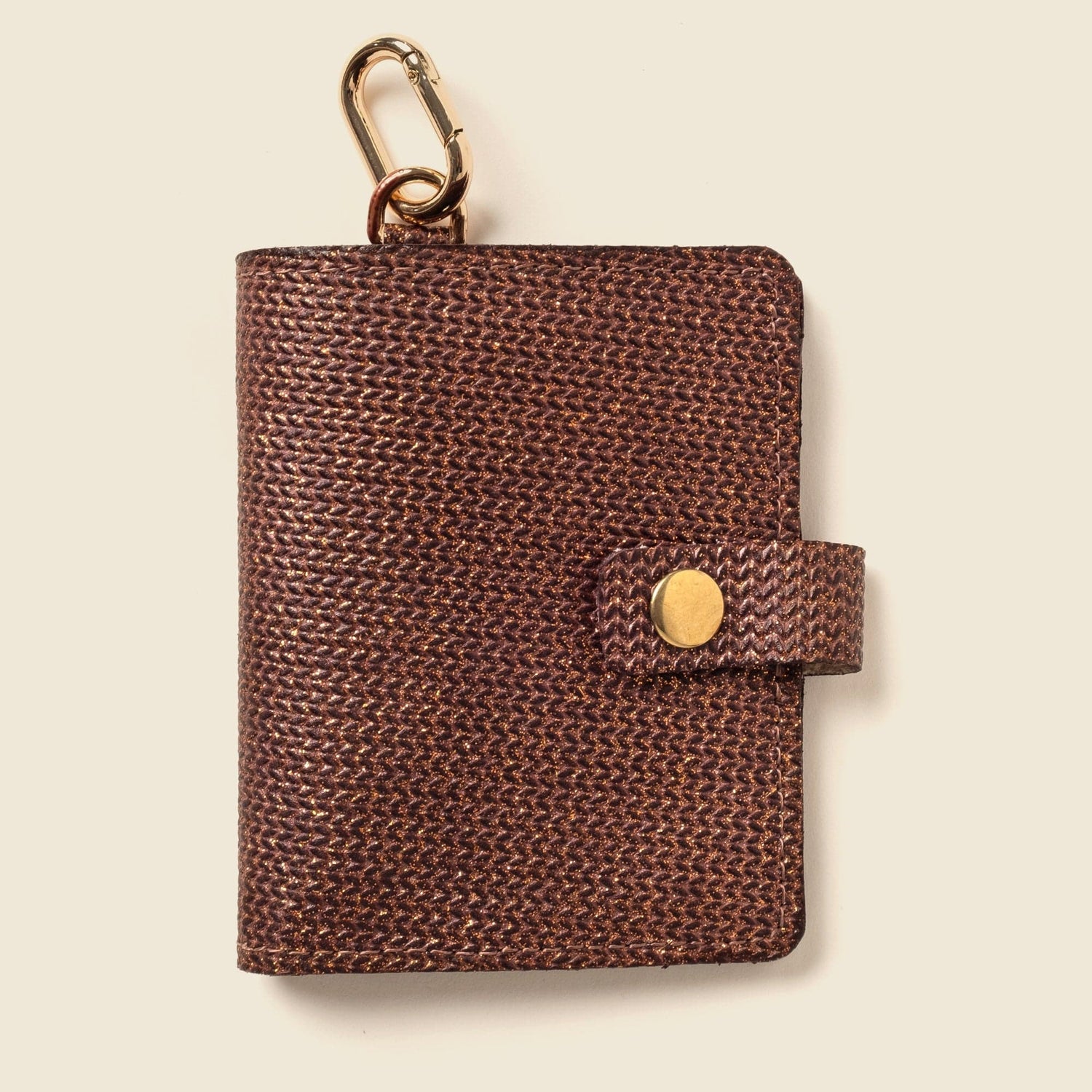CASUPO Small Bifold Wallet with Snap and Key Ring - Bronze Glow