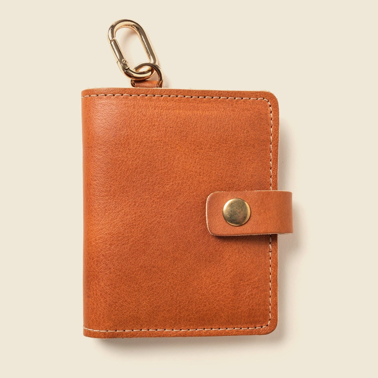 CASUPO Small Bifold None Wallet with Snap and Key Ring - Natural