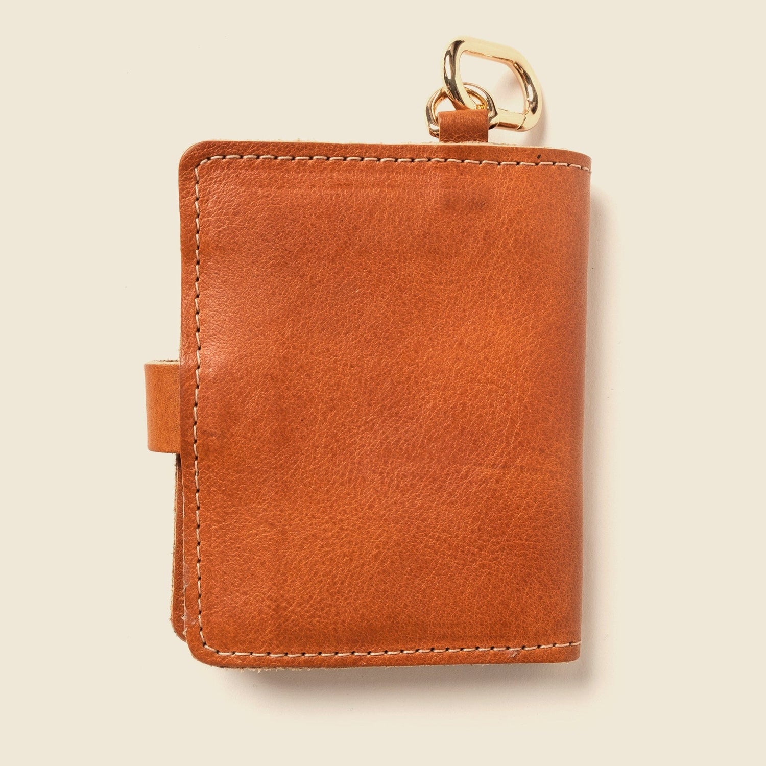 CASUPO Small Bifold Wallet with Snap and Key Ring - Natural
