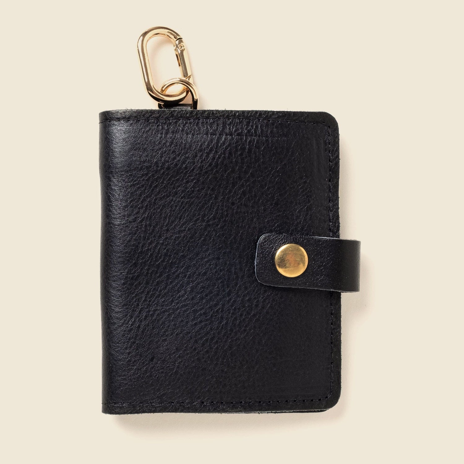 CASUPO Small Bifold None Wallet with Snap and Key Ring - Black