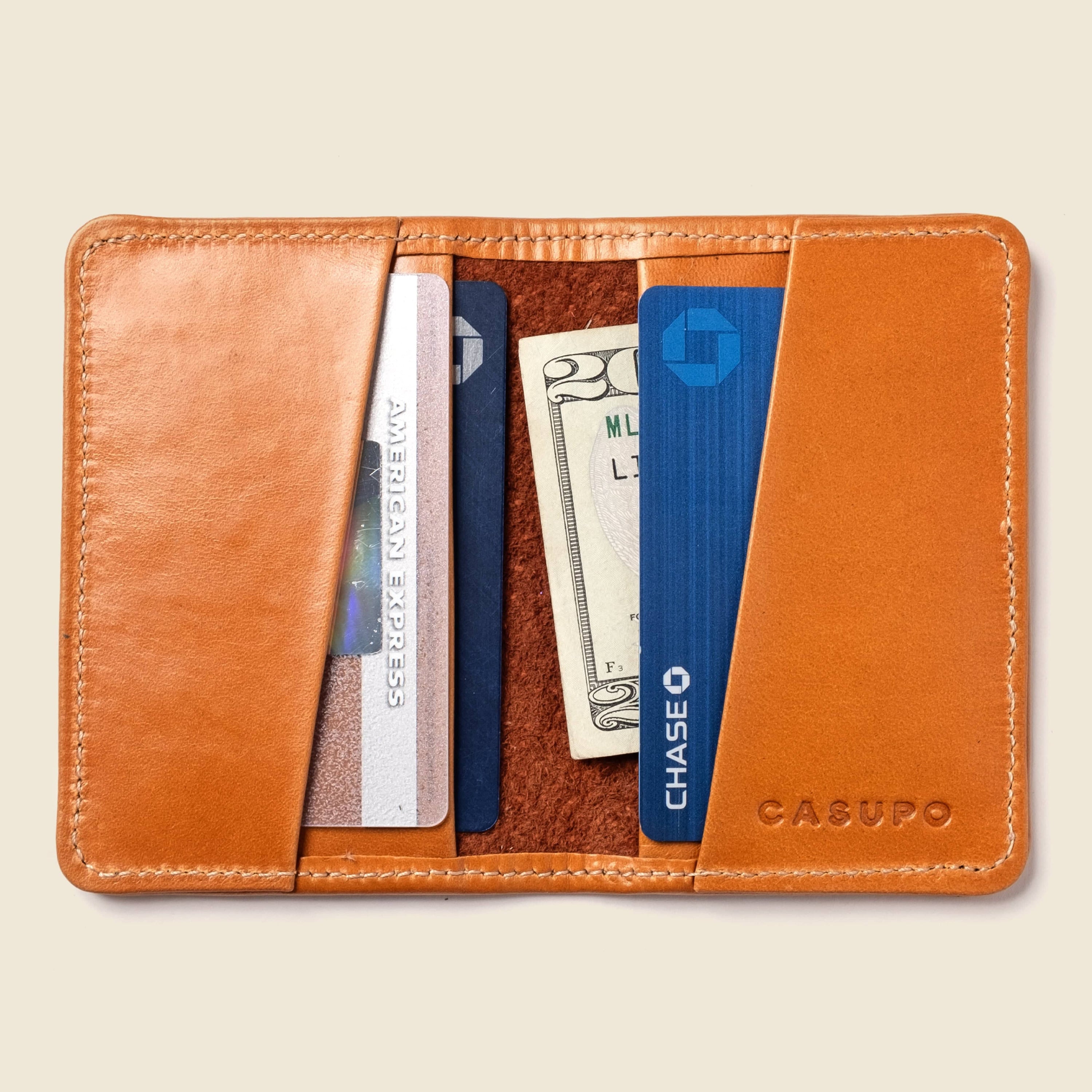 CASUPO Small Bifold Compact Bifold with RFID Protection - Honey