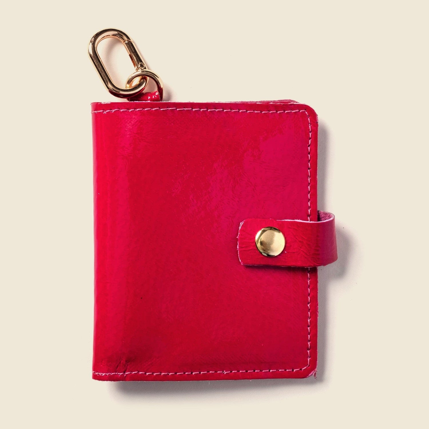 CASUPO Small Bifold Wallet with Snap and Key Ring - Hot Pink
