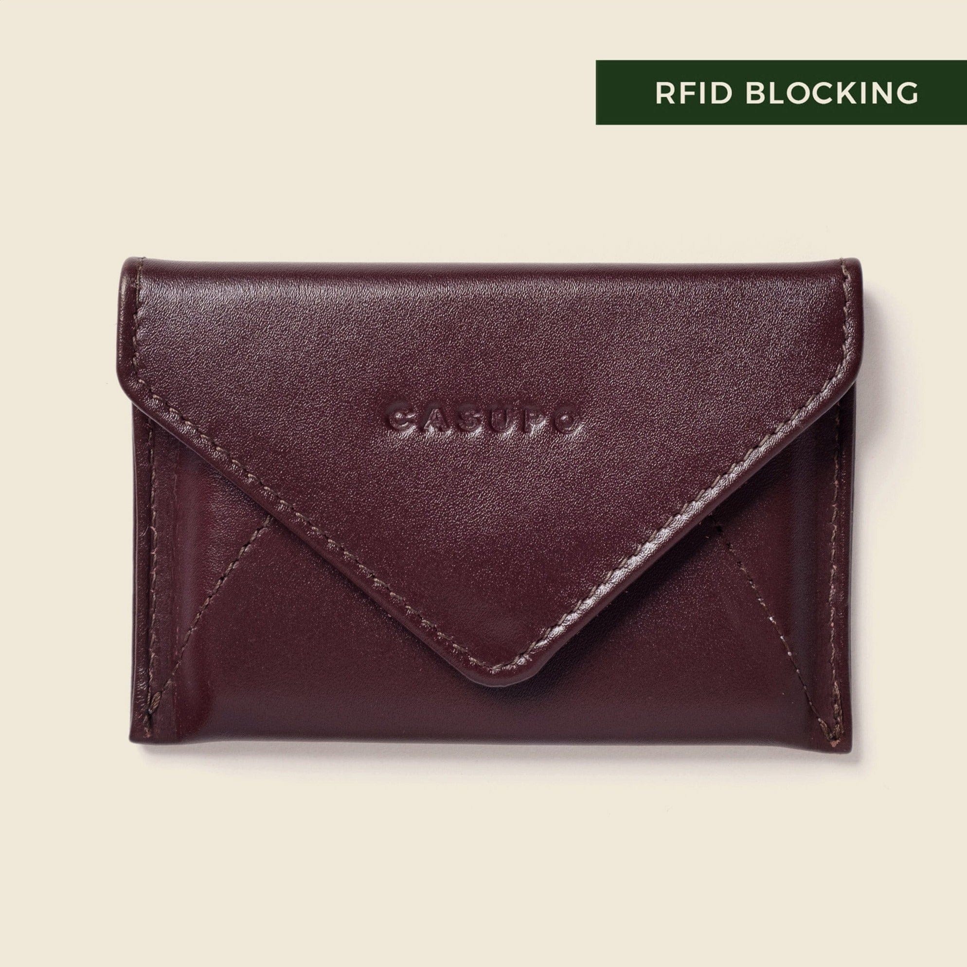 CASUPO Envelope Wallet Mini Envelope Wallet With RFID protection - Burgundy