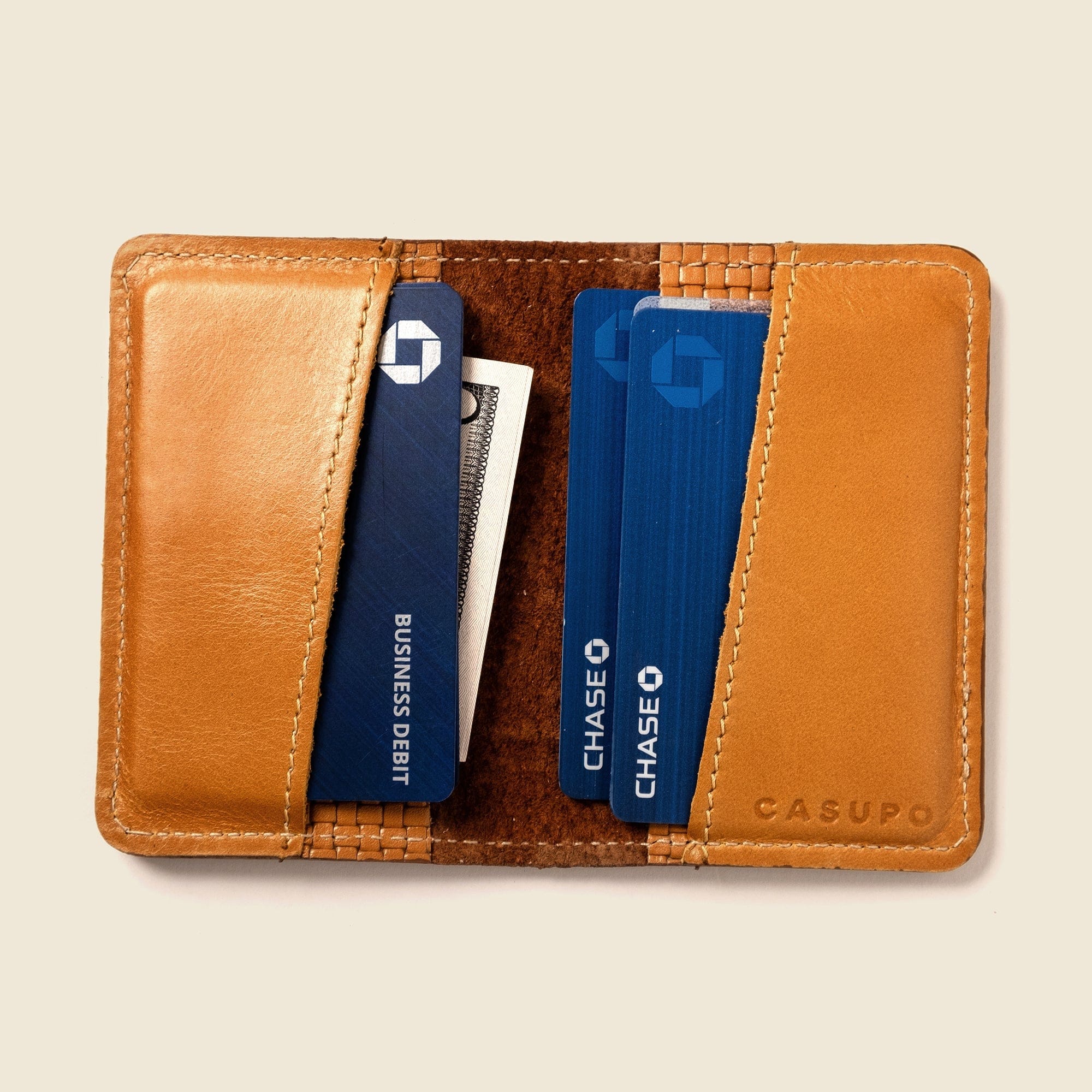 CASUPO Small Bifold Compact Bifold with RFID Protection - Tan Limited Edition