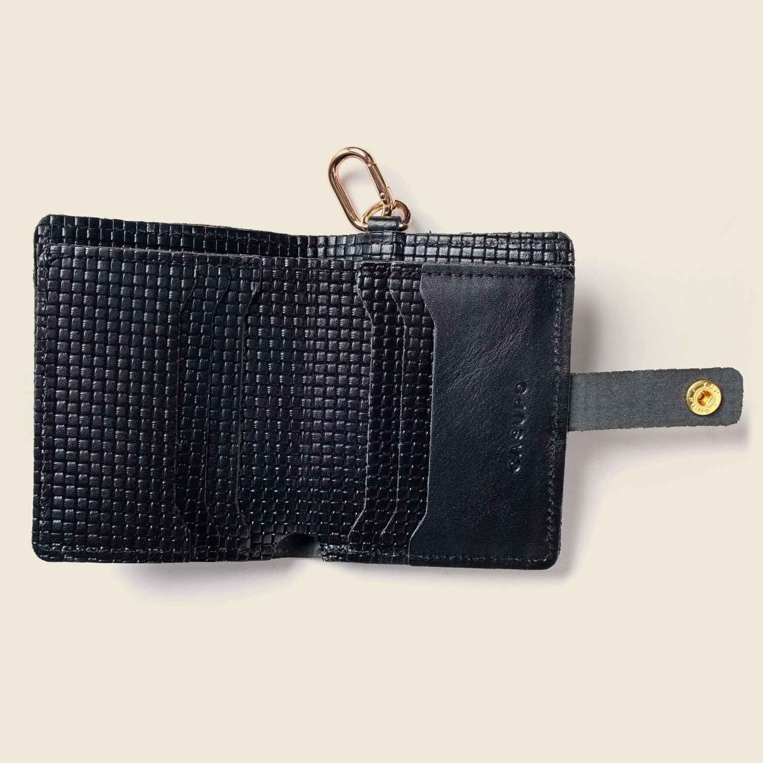 CASUPO Small Bifold Wallet with Snap and Key Ring - Black Limited Edition