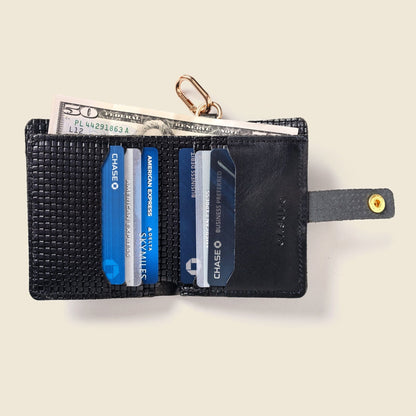 CASUPO Small Bifold Wallet with Snap and Key Ring - Black Limited Edition