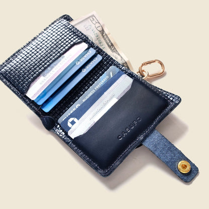 CASUPO Small Bifold Wallet with Snap and Key Ring - Navy Limited Edition