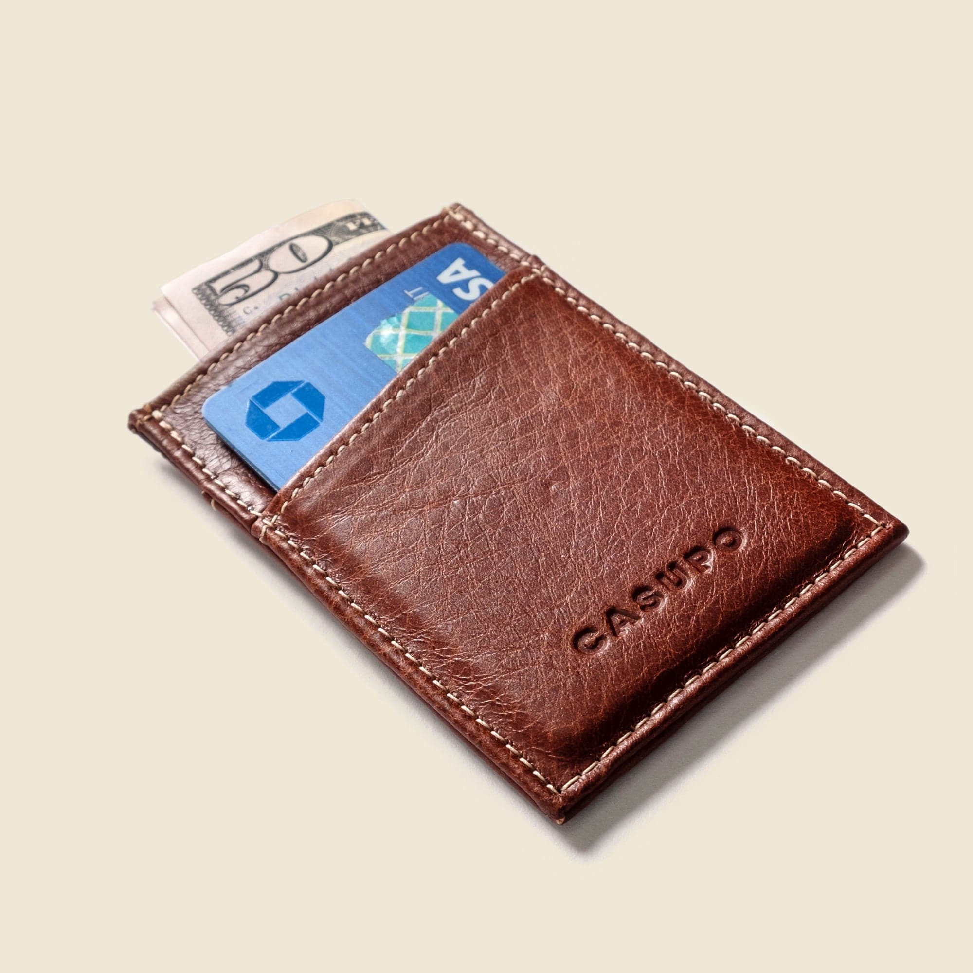 CASUPO Slim Card Holder Minimalist Wallet with RFID Protection - Chocolate