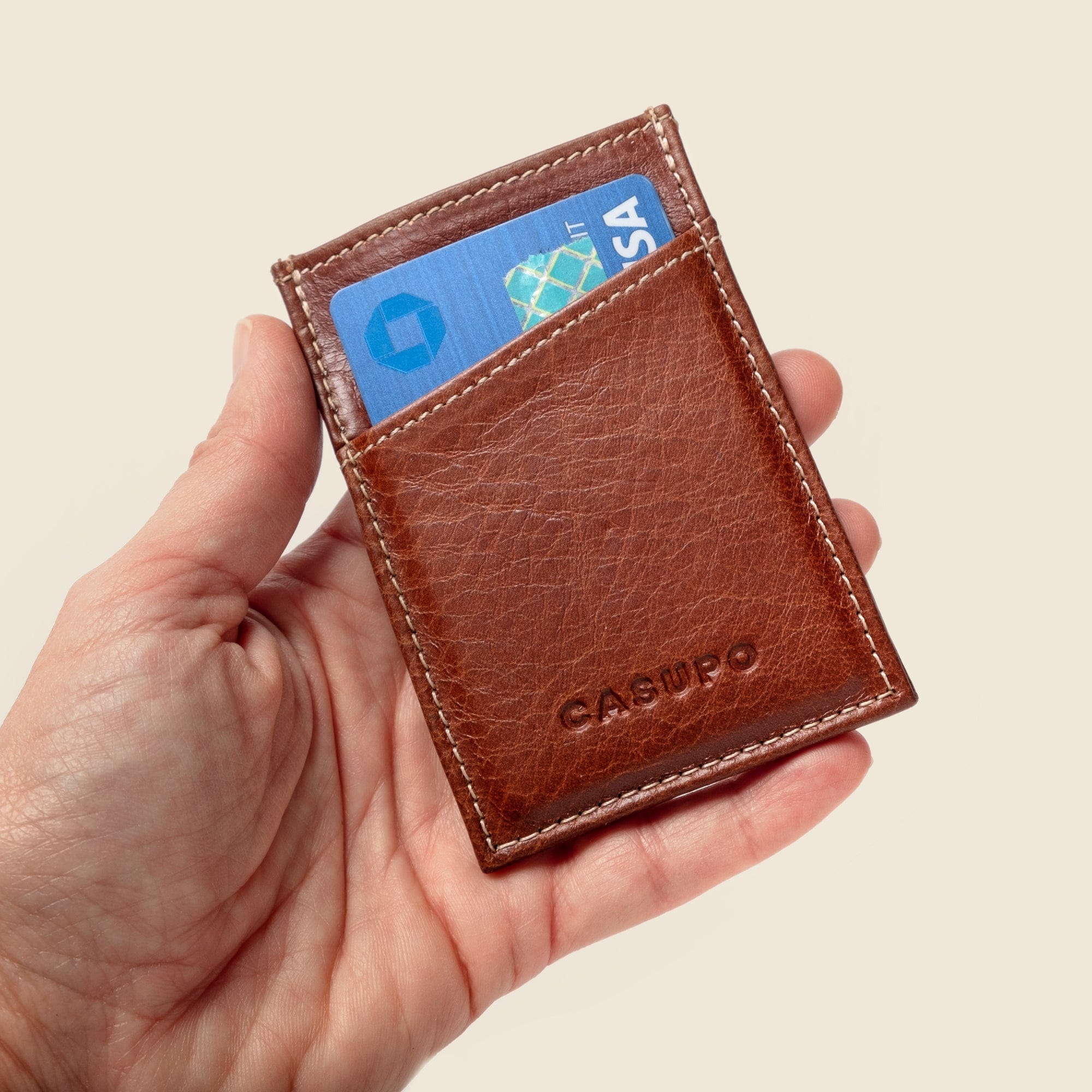 CASUPO Slim Card Holder Minimalist Wallet with RFID Protection - Chocolate