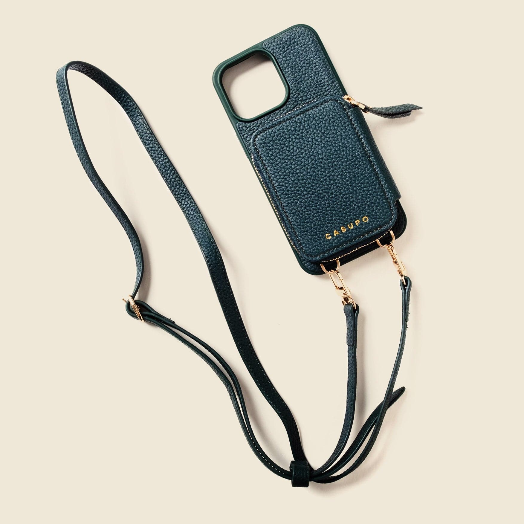 iPhone Case and Wallet with Long Strap - Forest