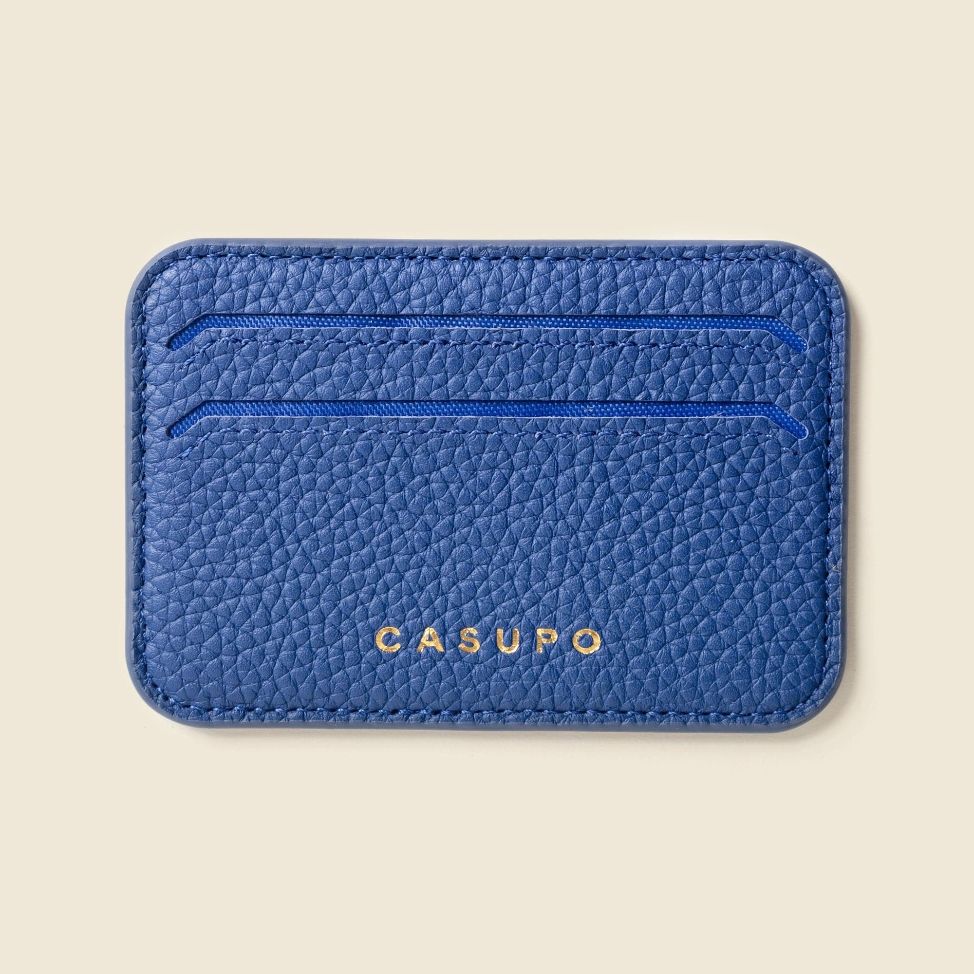 CASUPO Small Leather Goods Mag Safe Leather Wallet with RFID - Cobalt