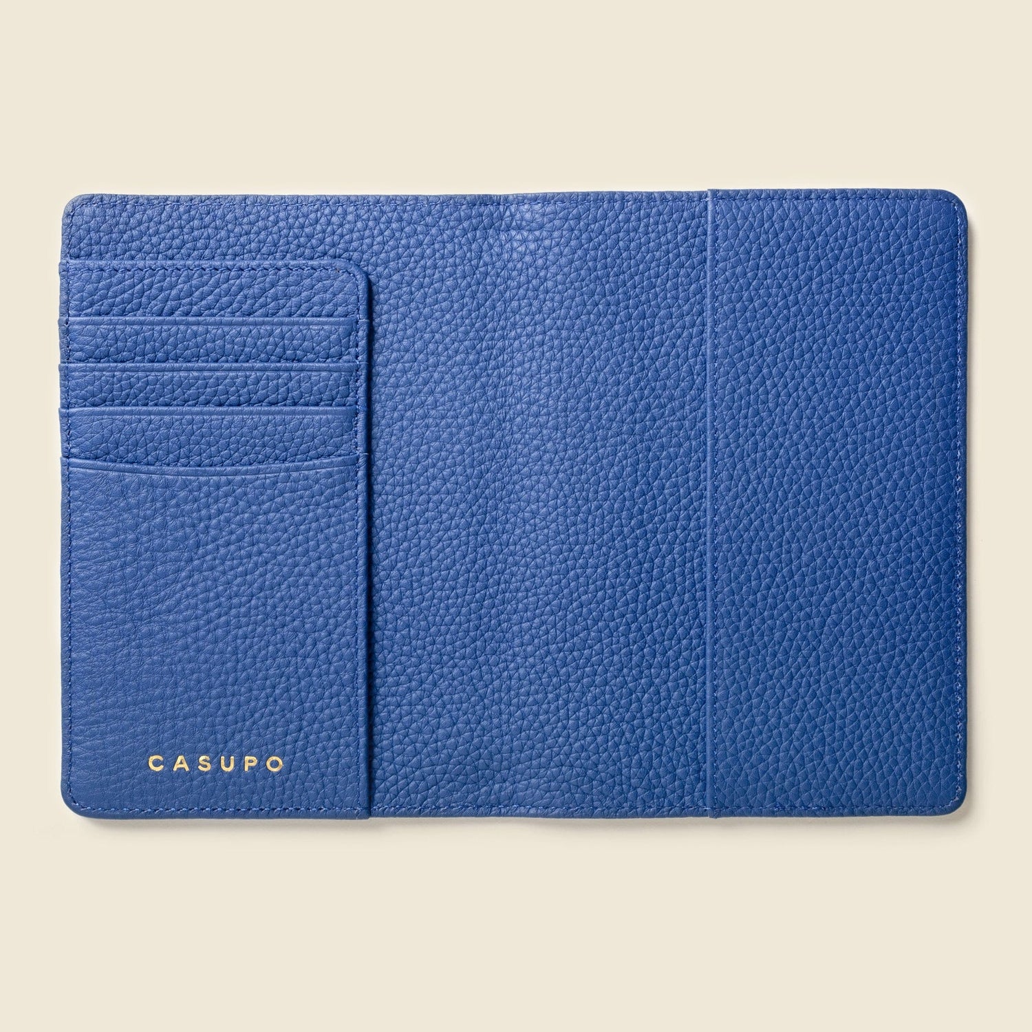 CASUPO Small Leather Goods Leather Passport Wallet with RFID Shield- Cobalt