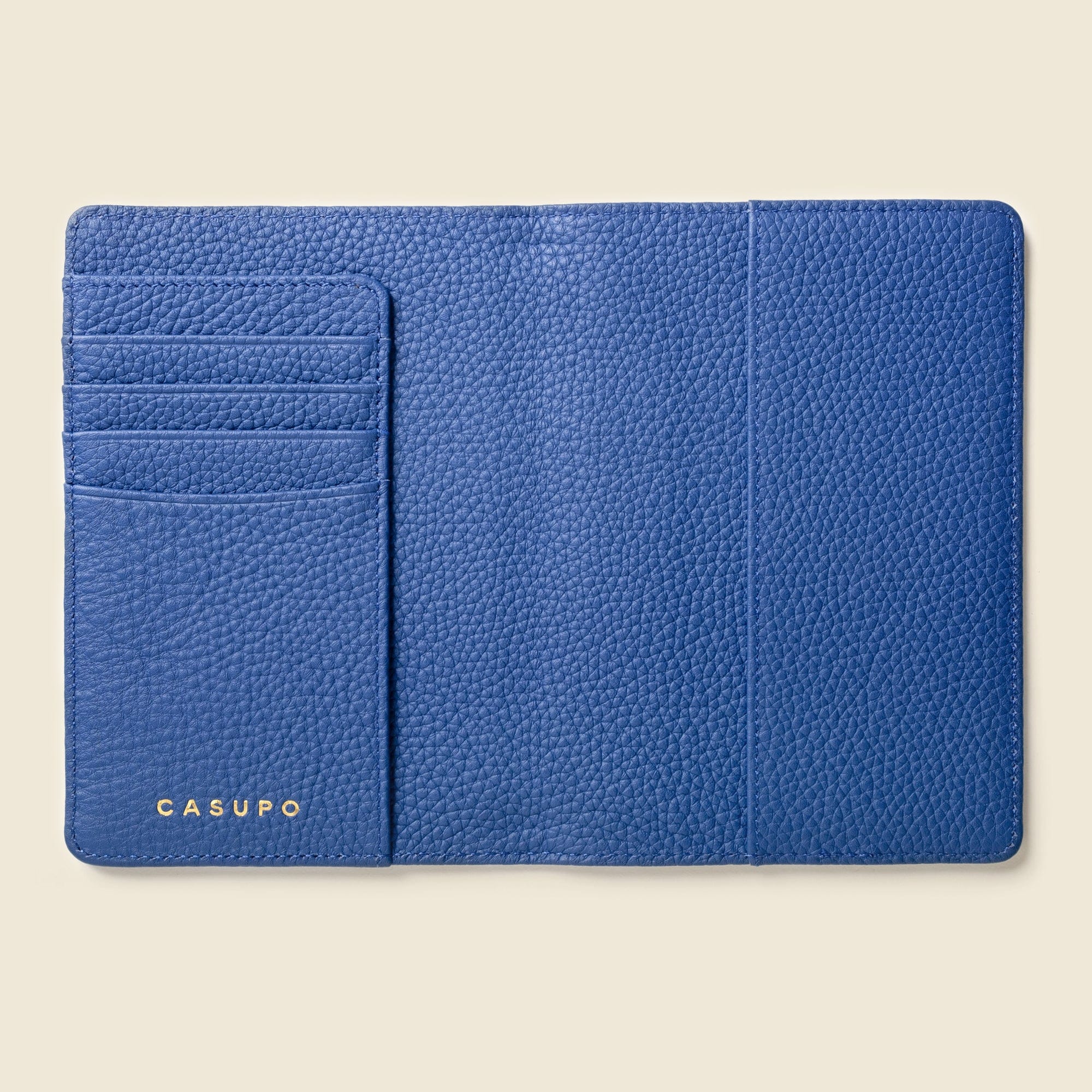 CASUPO Small Leather Goods Leather Passport Wallet with RFID Shield- Cobalt