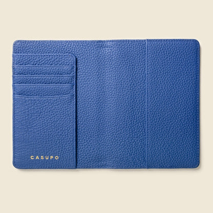 CASUPO Small Leather Goods Leather Passport Wallet with RFID Shield- Cobalt