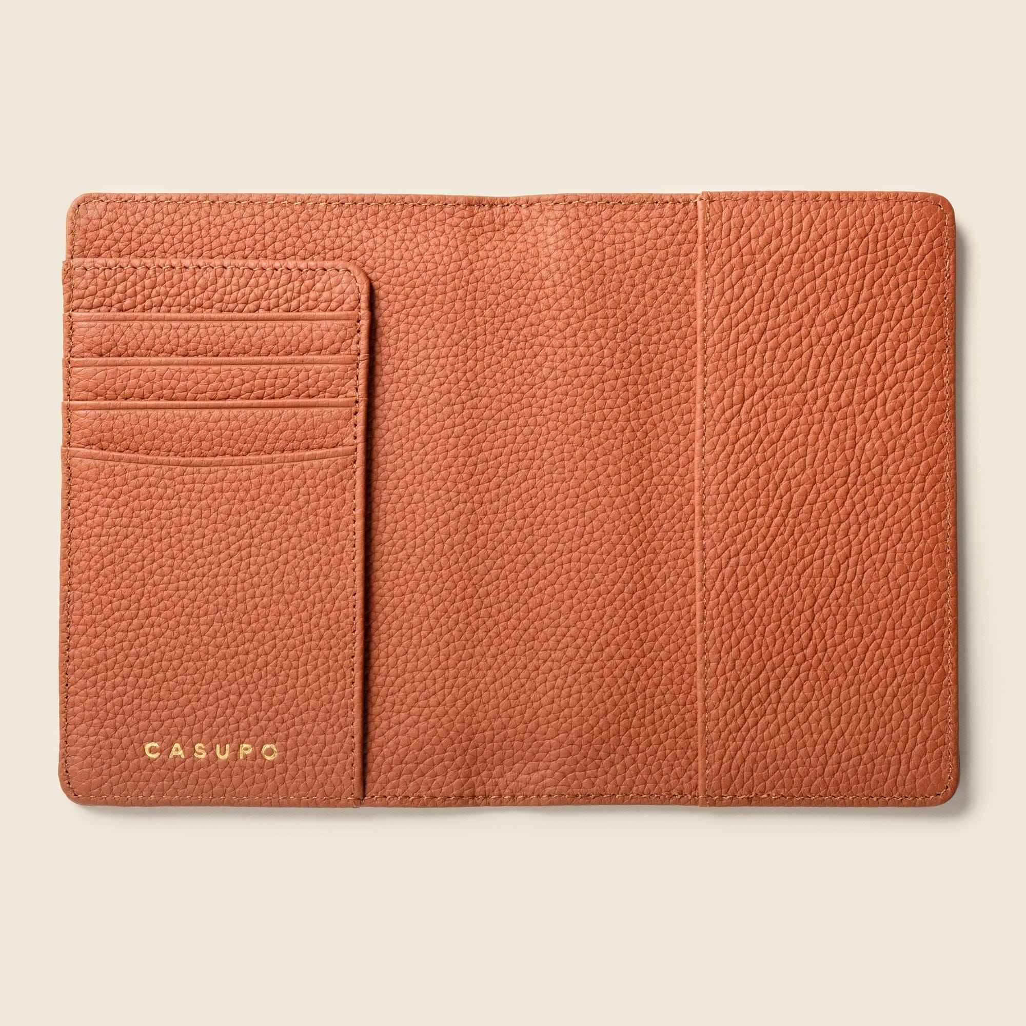 CASUPO Small Leather Goods Leather Passport Wallet with RFID - Tan