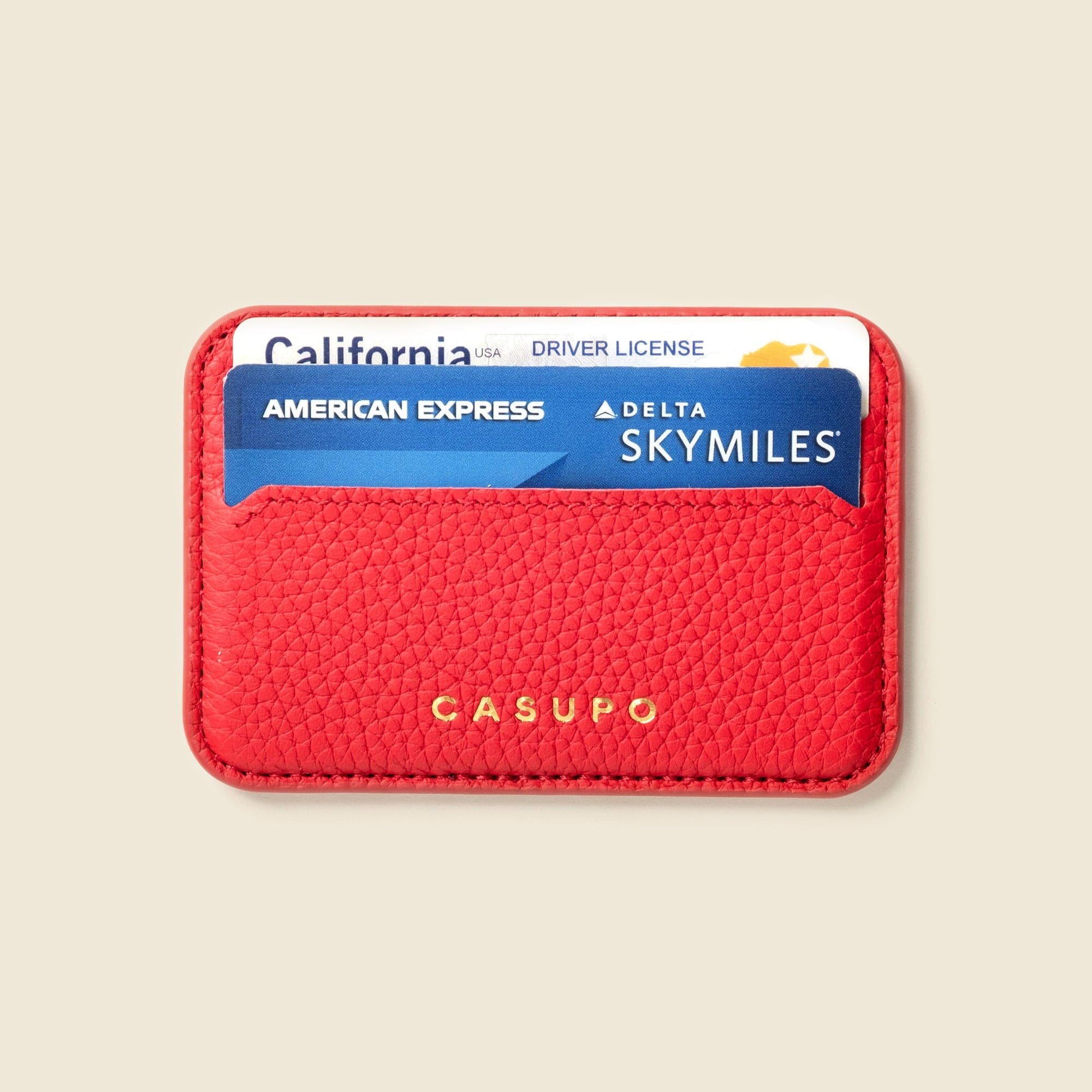 CASUPO Small Leather Goods Mag Safe Leather Wallet with RFID - Red