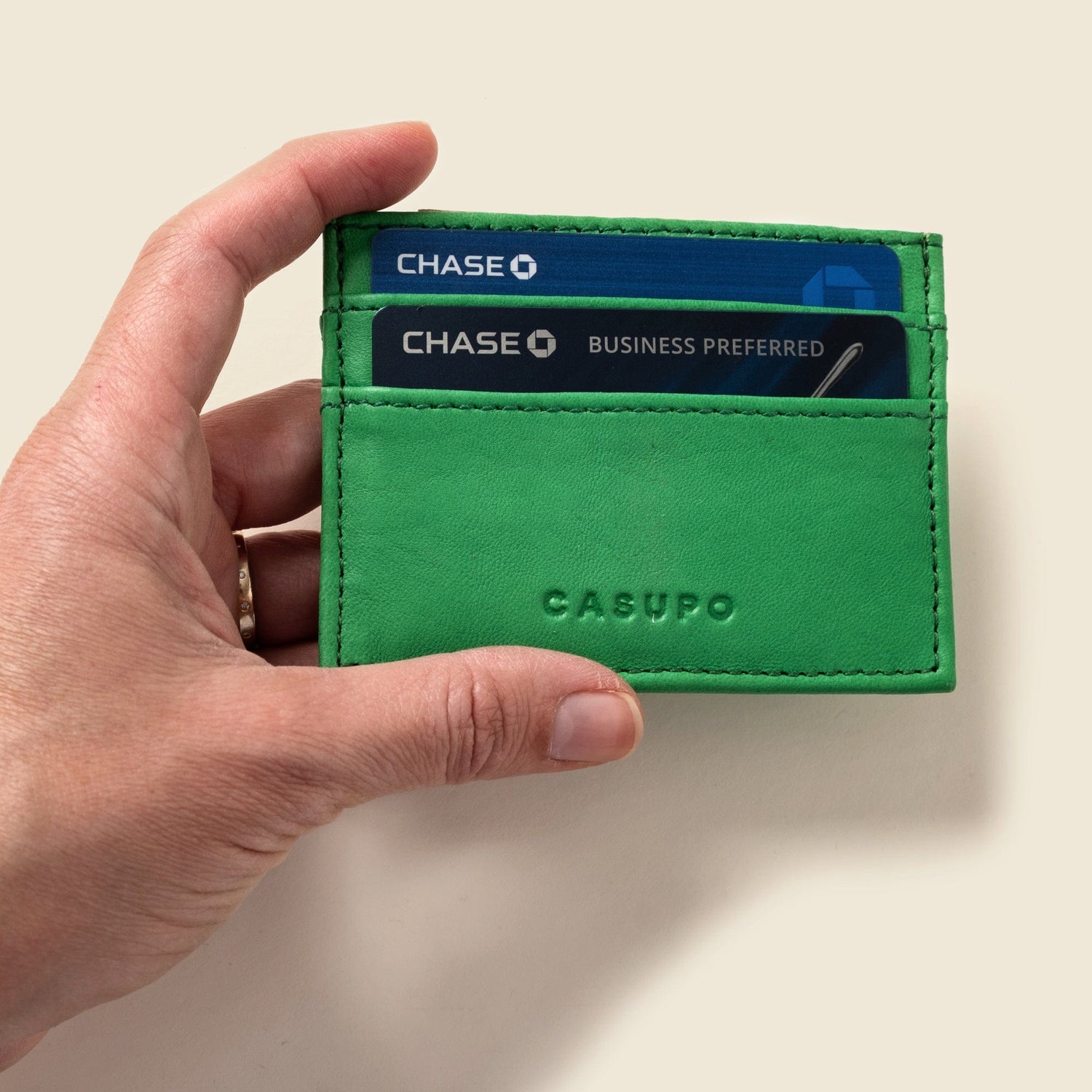 CASUPO Slim Card Holder Slim Card Holder Wallet With RFID Protection - Green