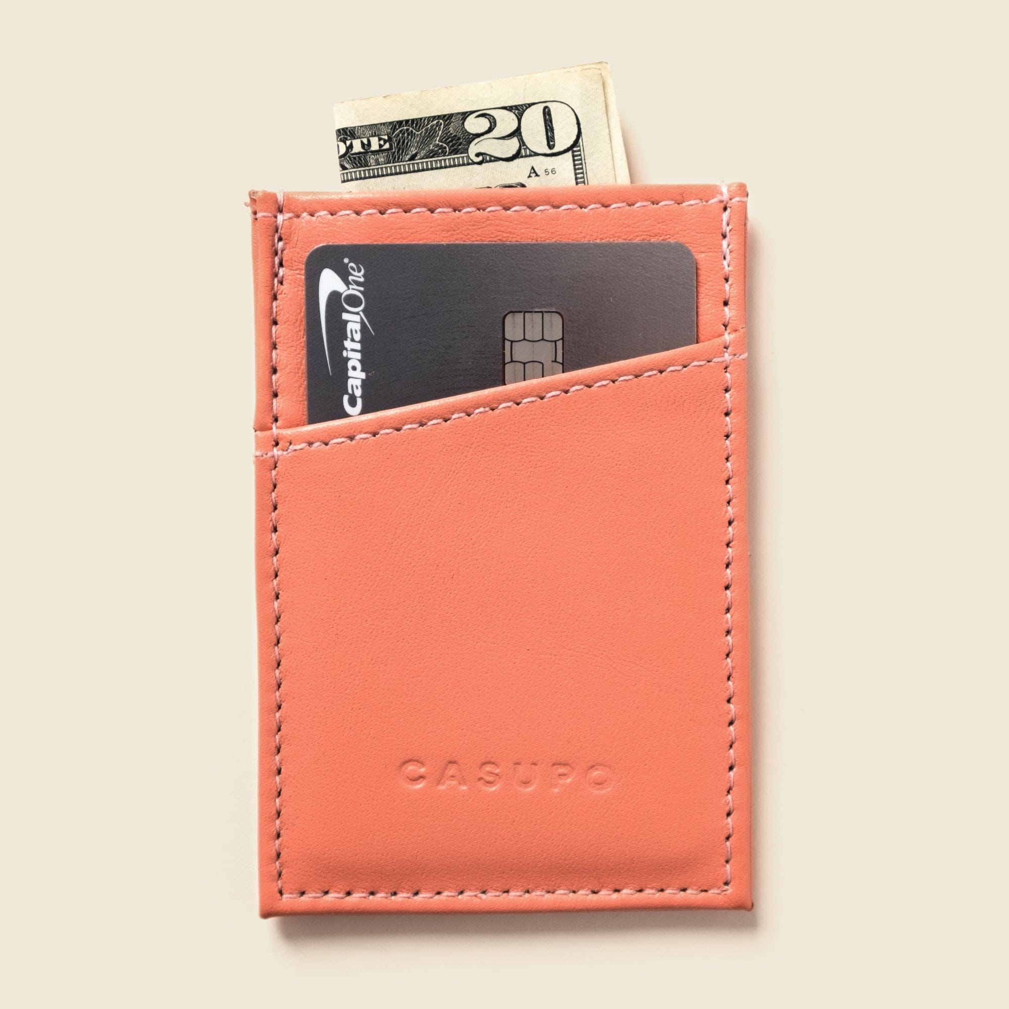 CASUPO Slim Card Holder Minimalist Wallet With RFID Protection - Pink