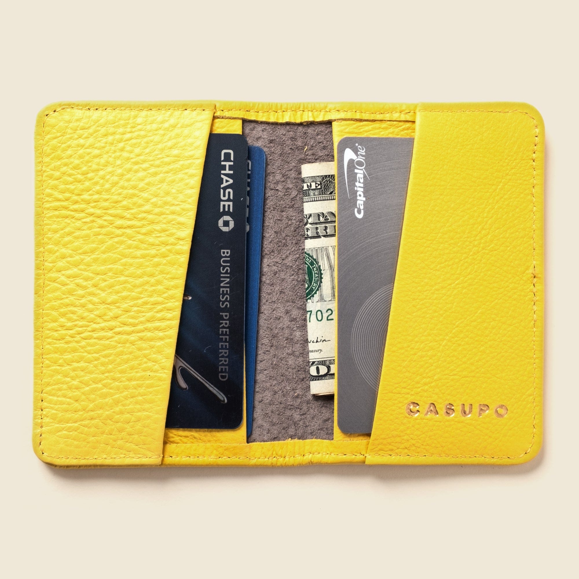 CASUPO Small Bifold Compact Bifold with RFID Protection - Sunny Yellow