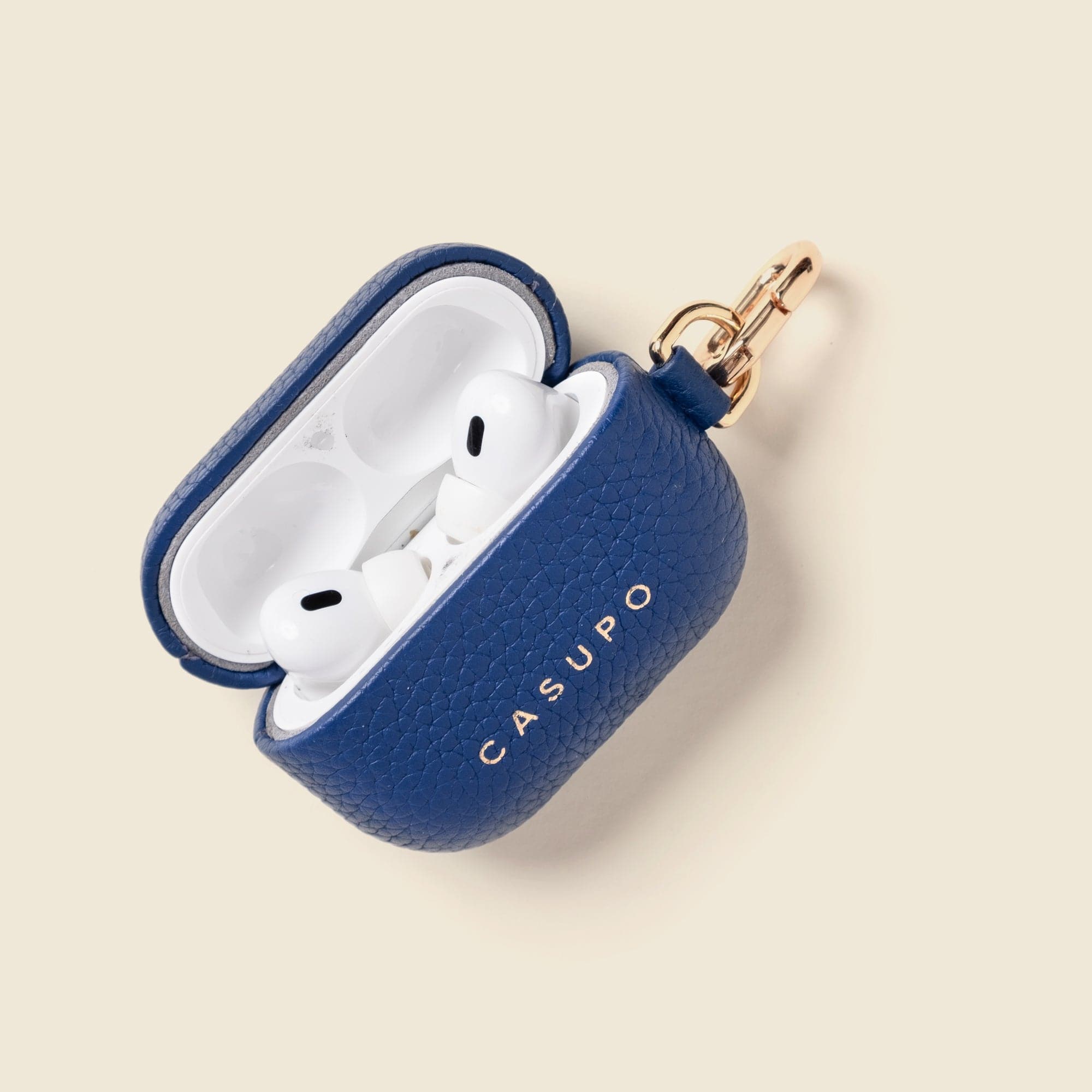 CASUPO Small Leather Goods Leather Airpod Case - Cobalt