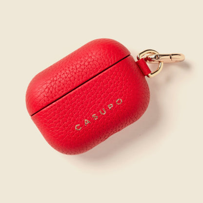 CASUPO Small Leather Goods Leather Airpod Case - Red