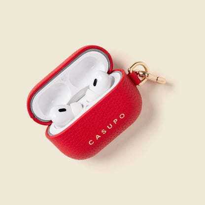 CASUPO Small Leather Goods Leather Airpod Case - Red