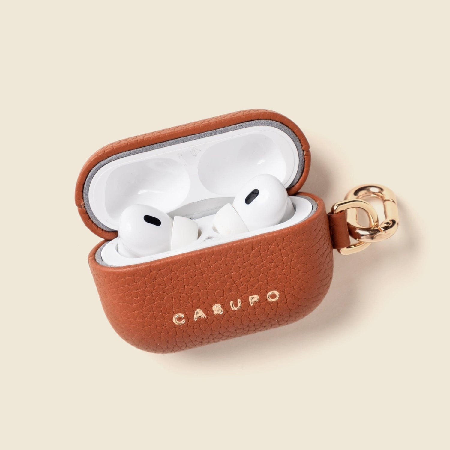 CASUPO Small Leather Goods Leather Airpod Case - Tan