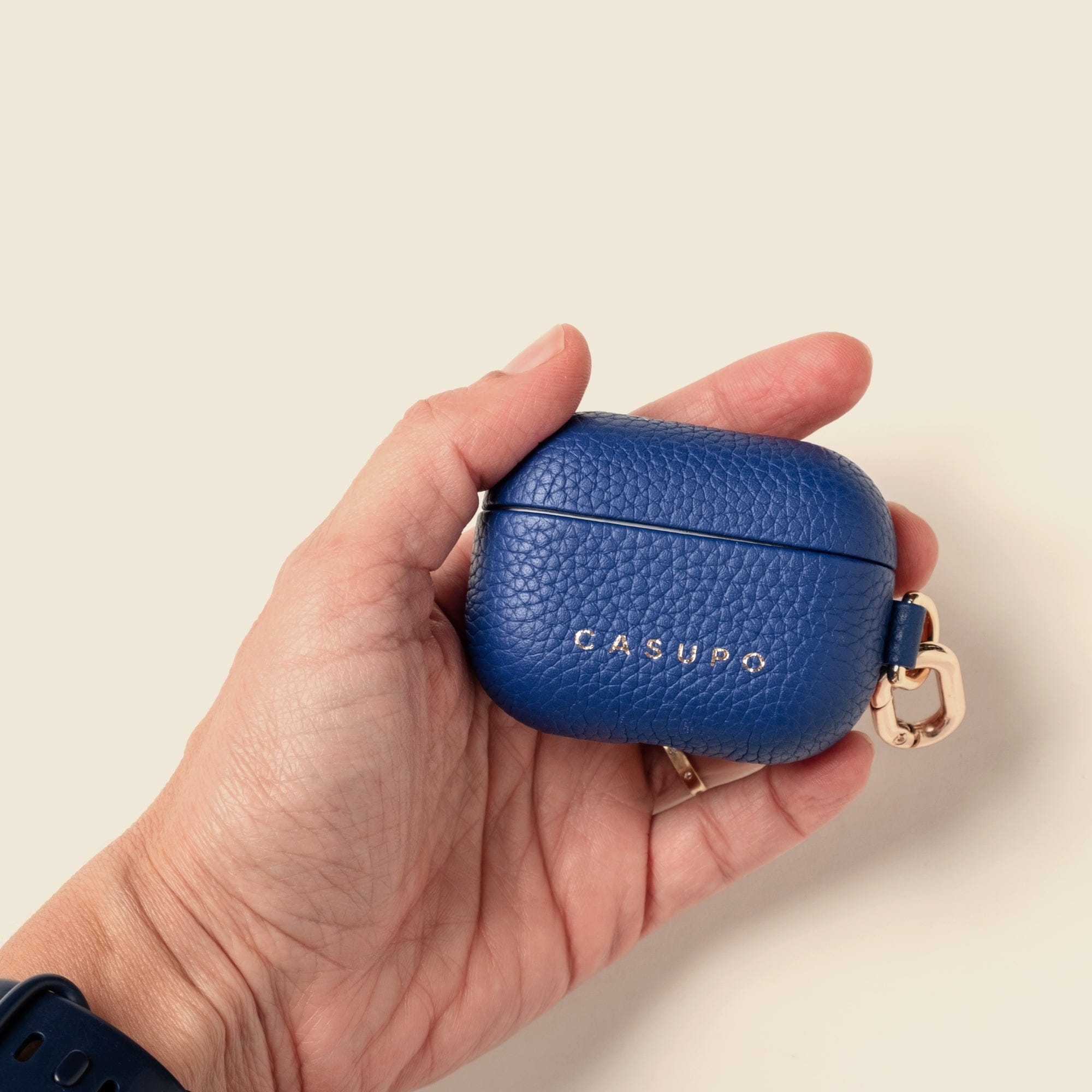 CASUPO Small Leather Goods Leather Airpod Case - Cobalt