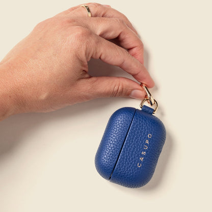 CASUPO Small Leather Goods Leather Airpod Case - Cobalt