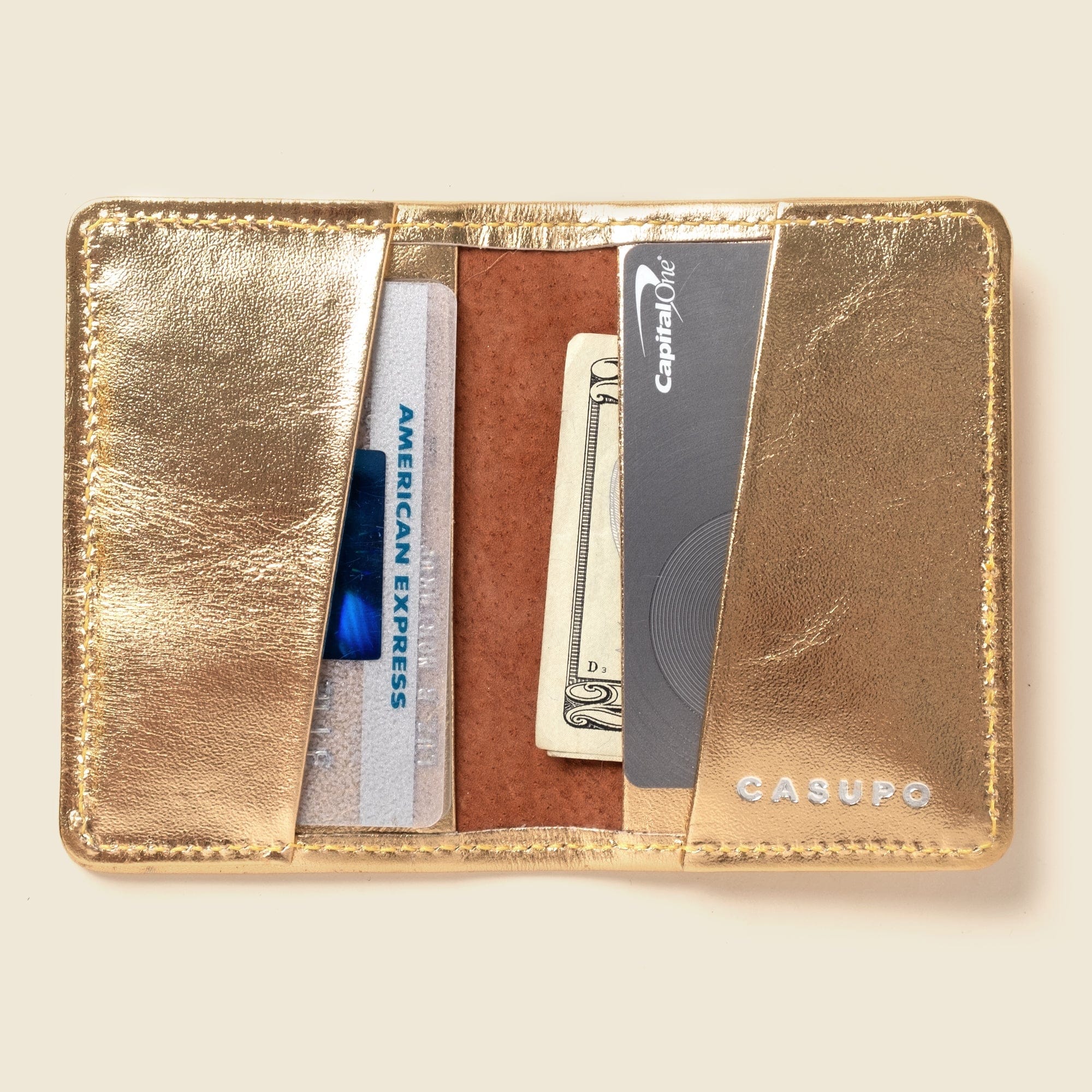 CASUPO Small Bifold Compact Bifold with RFID Protection - Gold