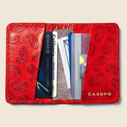 Compact Bifold with RFID Protection - Red Paisley