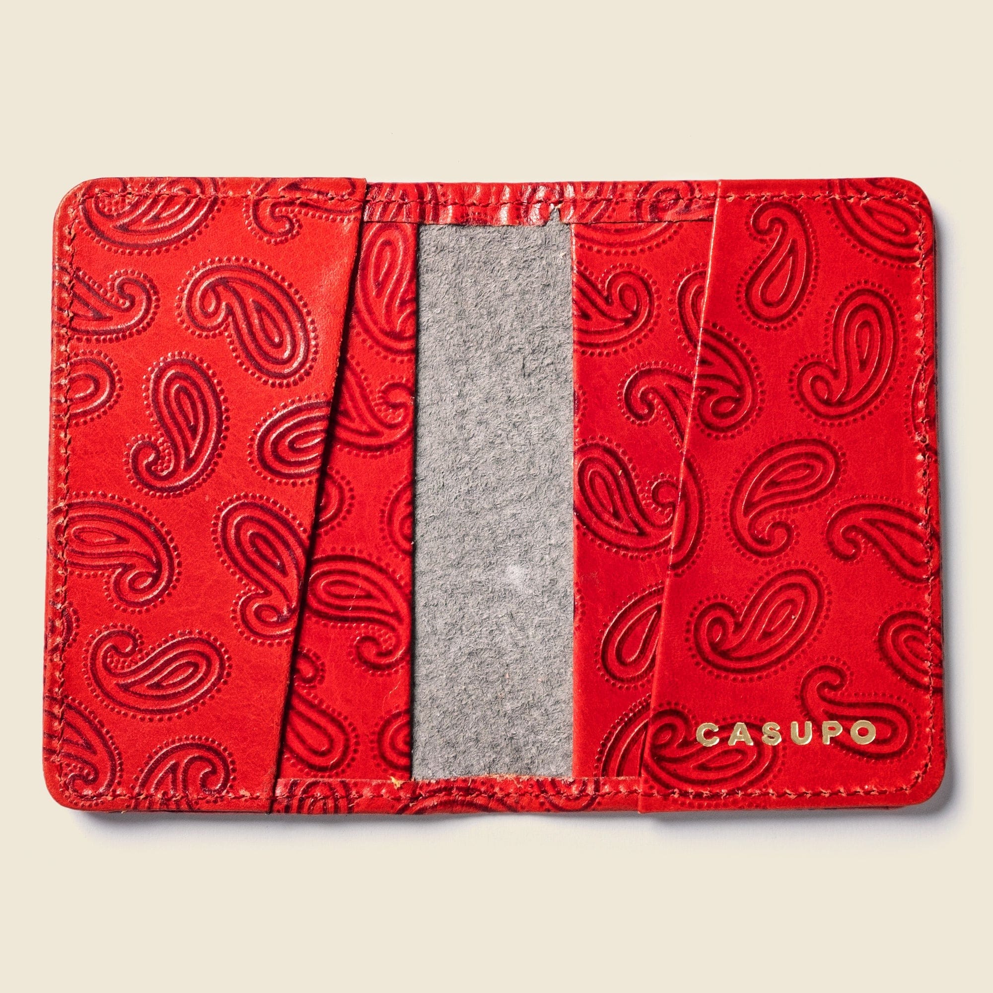 CASUPO Small Bifold Compact Bifold with RFID Protection - Red Paisley