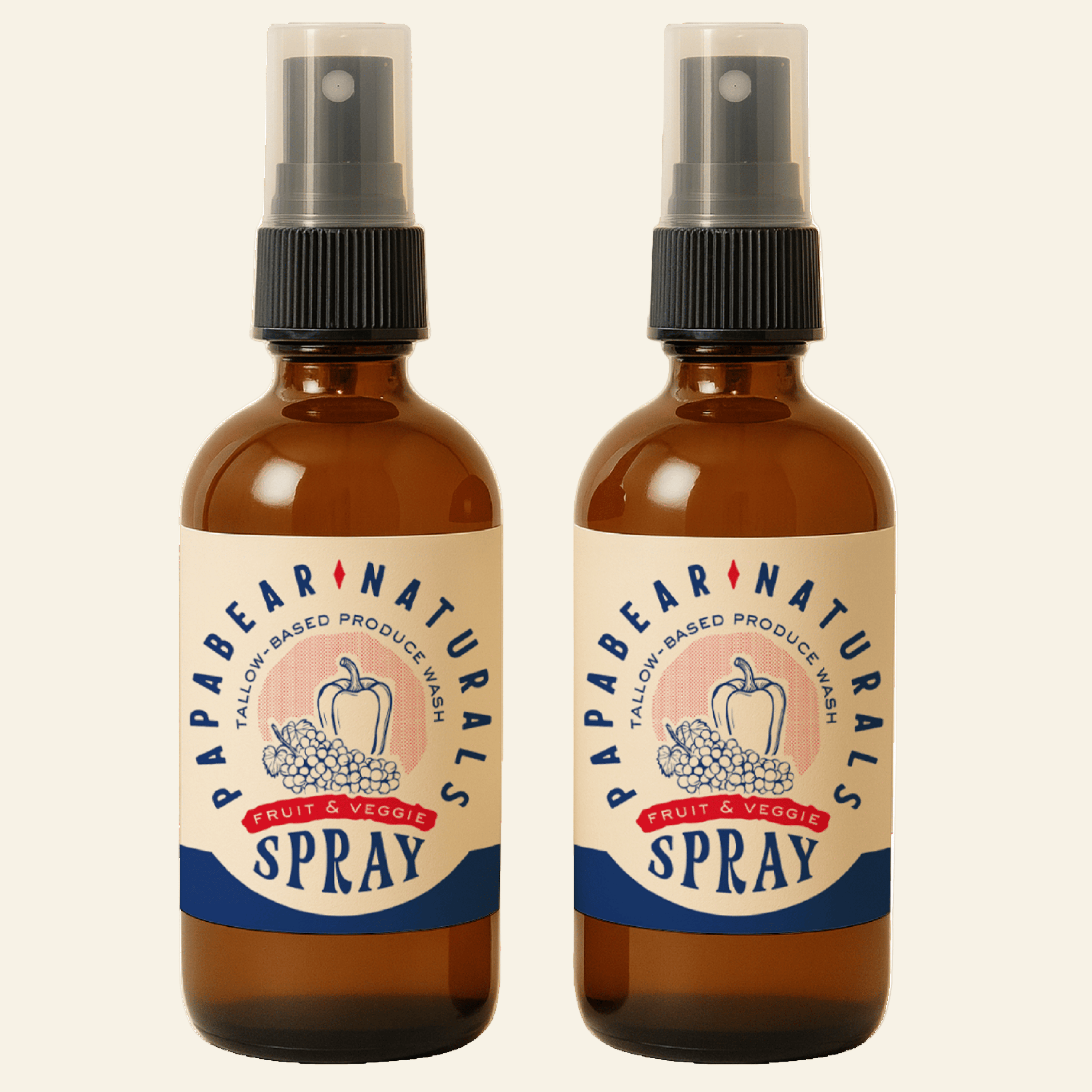 PapaBear Naturals Fruit &amp; Veggie Spray -  8 oz (2 Pack)