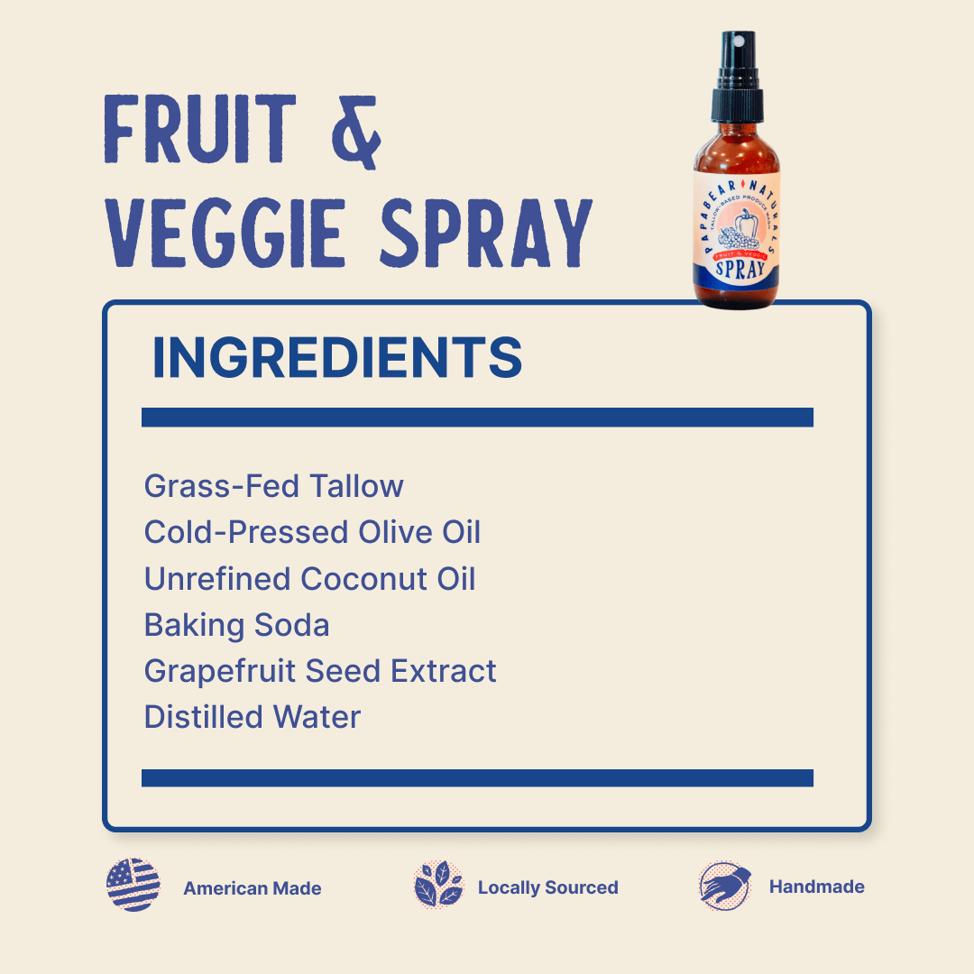 PapaBear Naturals Fruit &amp; Veggie Spray -  8 oz (2 Pack)