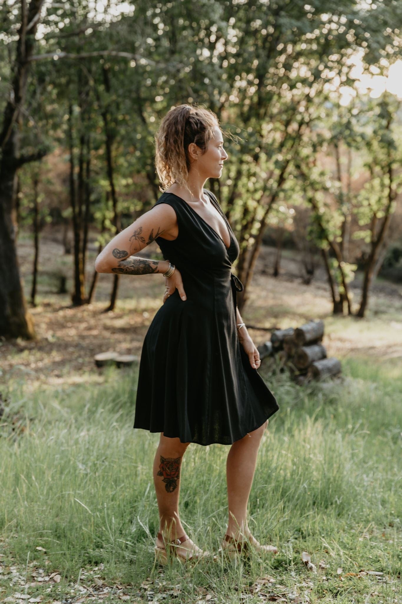 Field Day Dress Thea Dress in Black Linen