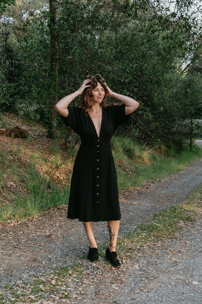 Field Day Dress Finley Dress in Black Linen