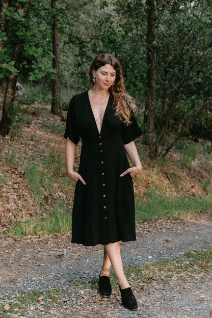 Field Day Dress Finley Dress in Black Linen