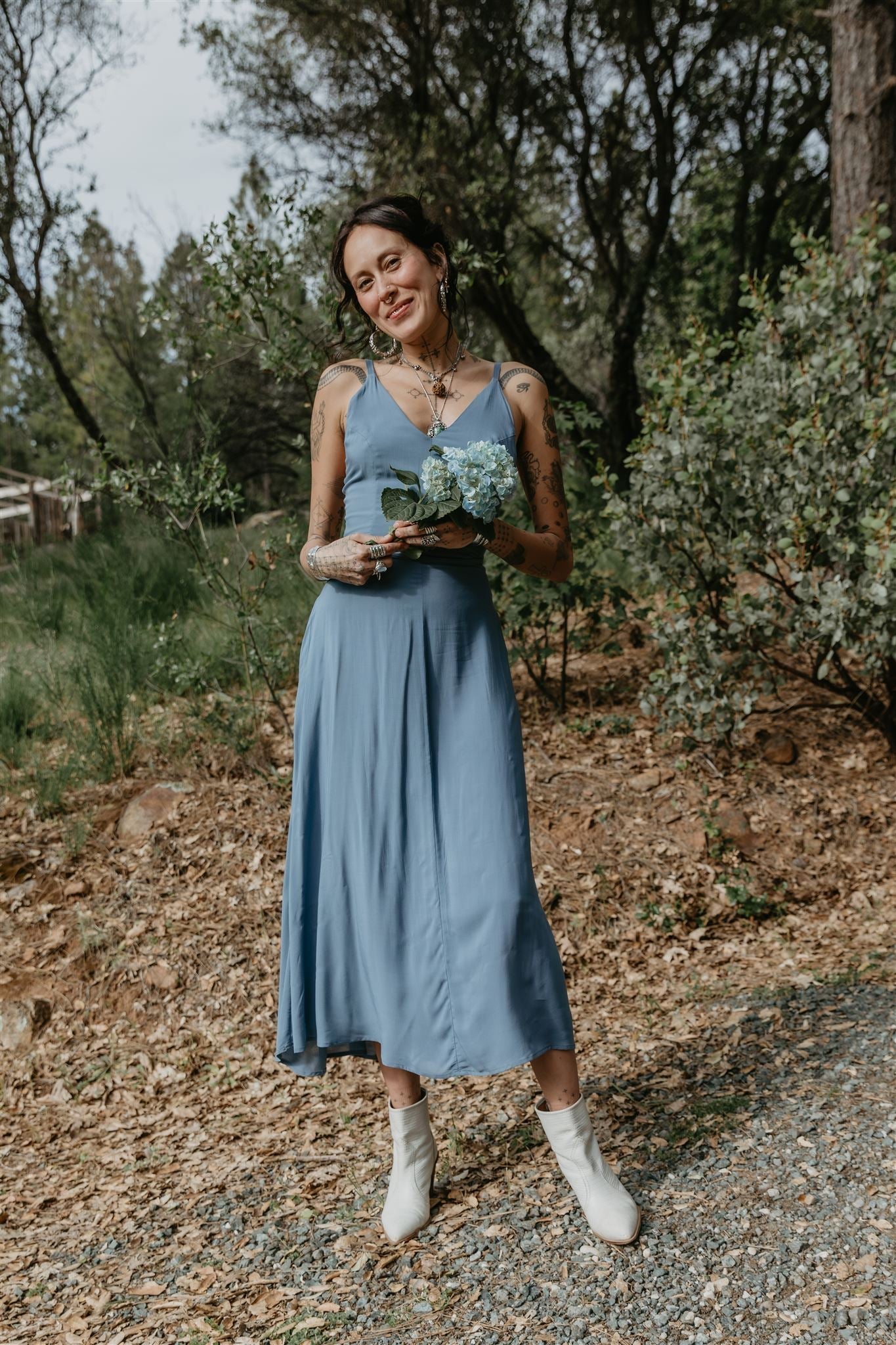 Meadow Dress in BB Blue Challis