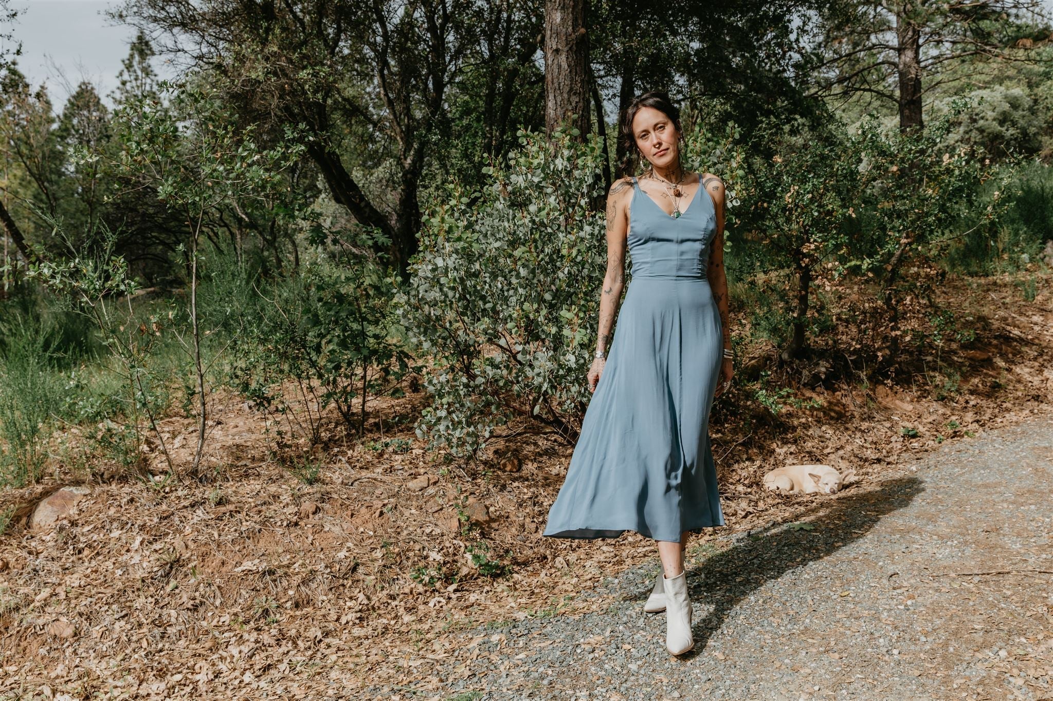 Meadow Dress in BB Blue Challis