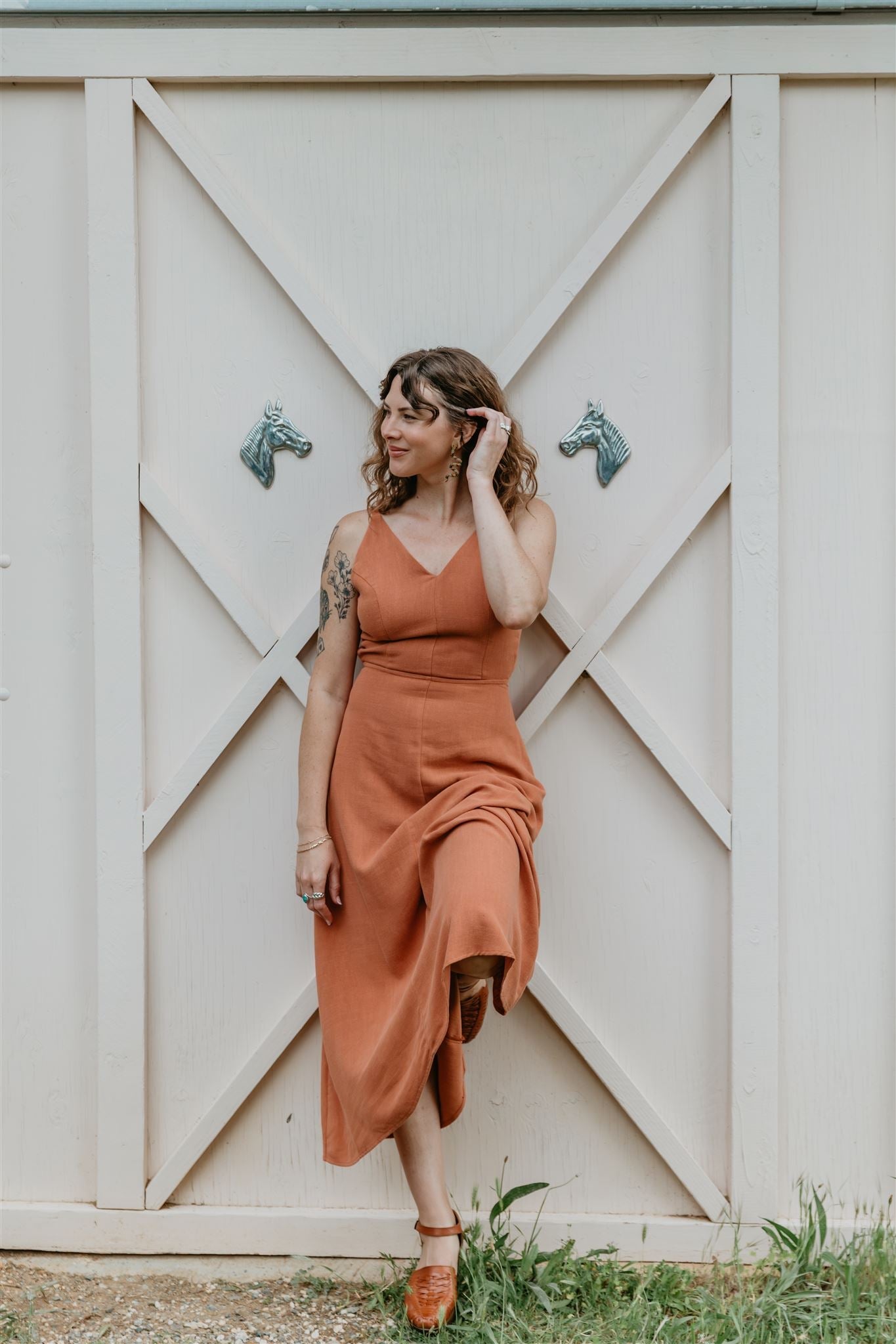Meadow Dress in Ochre Irish Linen