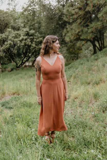 Meadow Dress in Ochre Irish Linen
