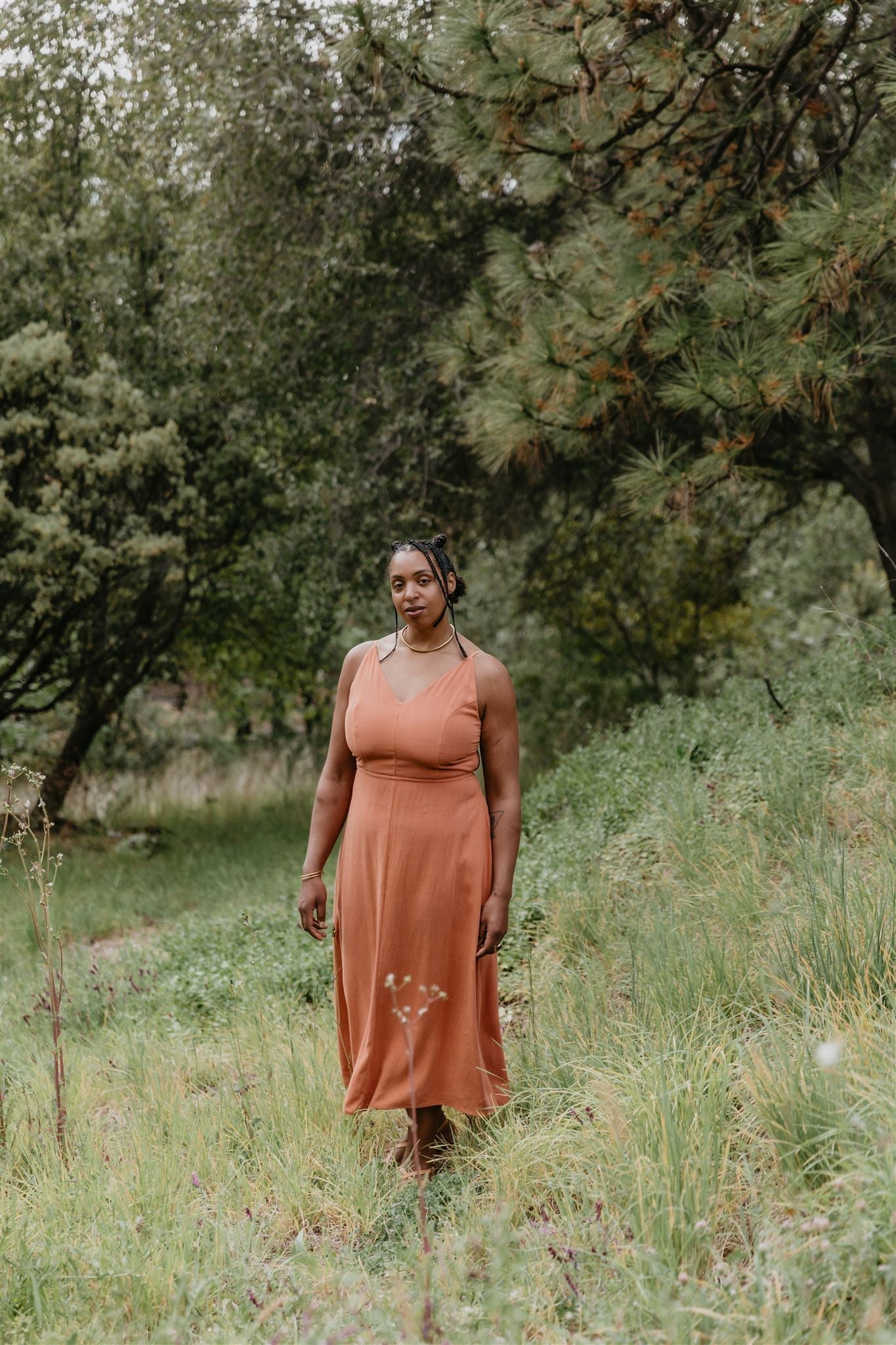 Meadow Dress in Ochre Irish Linen